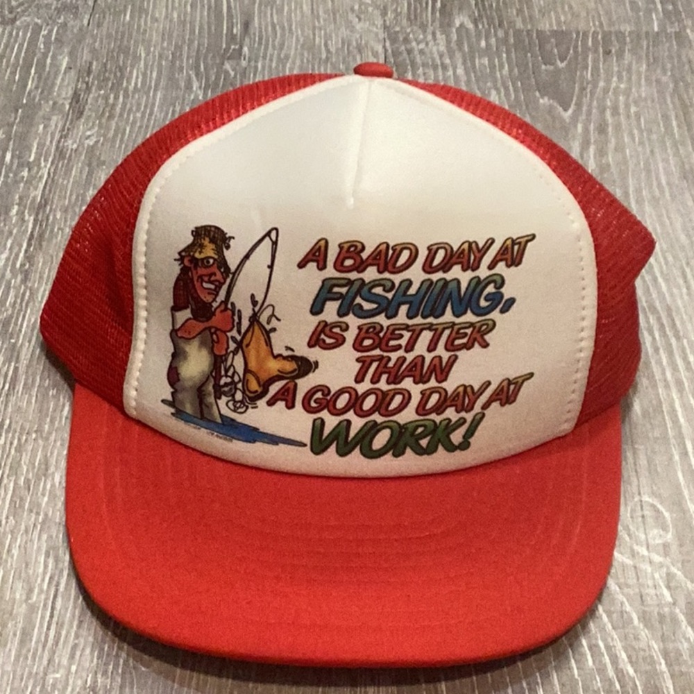 Funny Fishing Red Trucker Hat